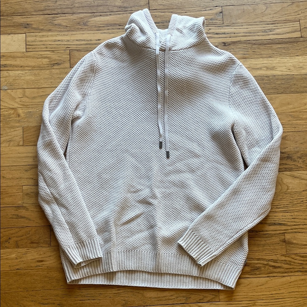 Calvin Klein Cream Open-Knit Hooded Crew Sweater